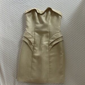 ABS Allen Schwartz Strapless Gold Dress